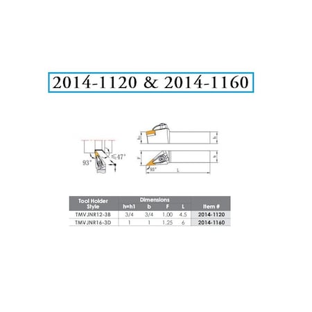 H & H Industrial Products MVJNR 16-3D Turning & Profiling Tool Holder - New Rigid Clamp Design 2014-1160